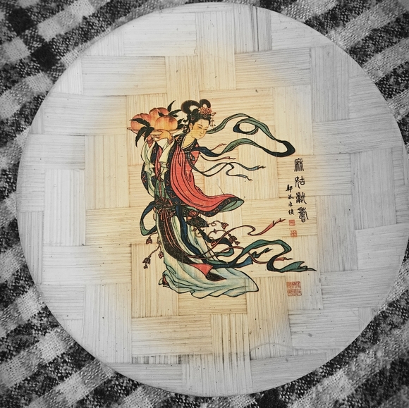 Vintage bamboo Asian plate - Picture 2 of 5